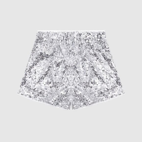 B.Sure Sequined High Waist Casual Shorts - Picture 2 of 4